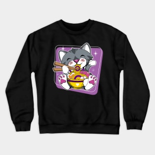 Cat Eating Ramen Intersex Pride Crewneck Sweatshirt